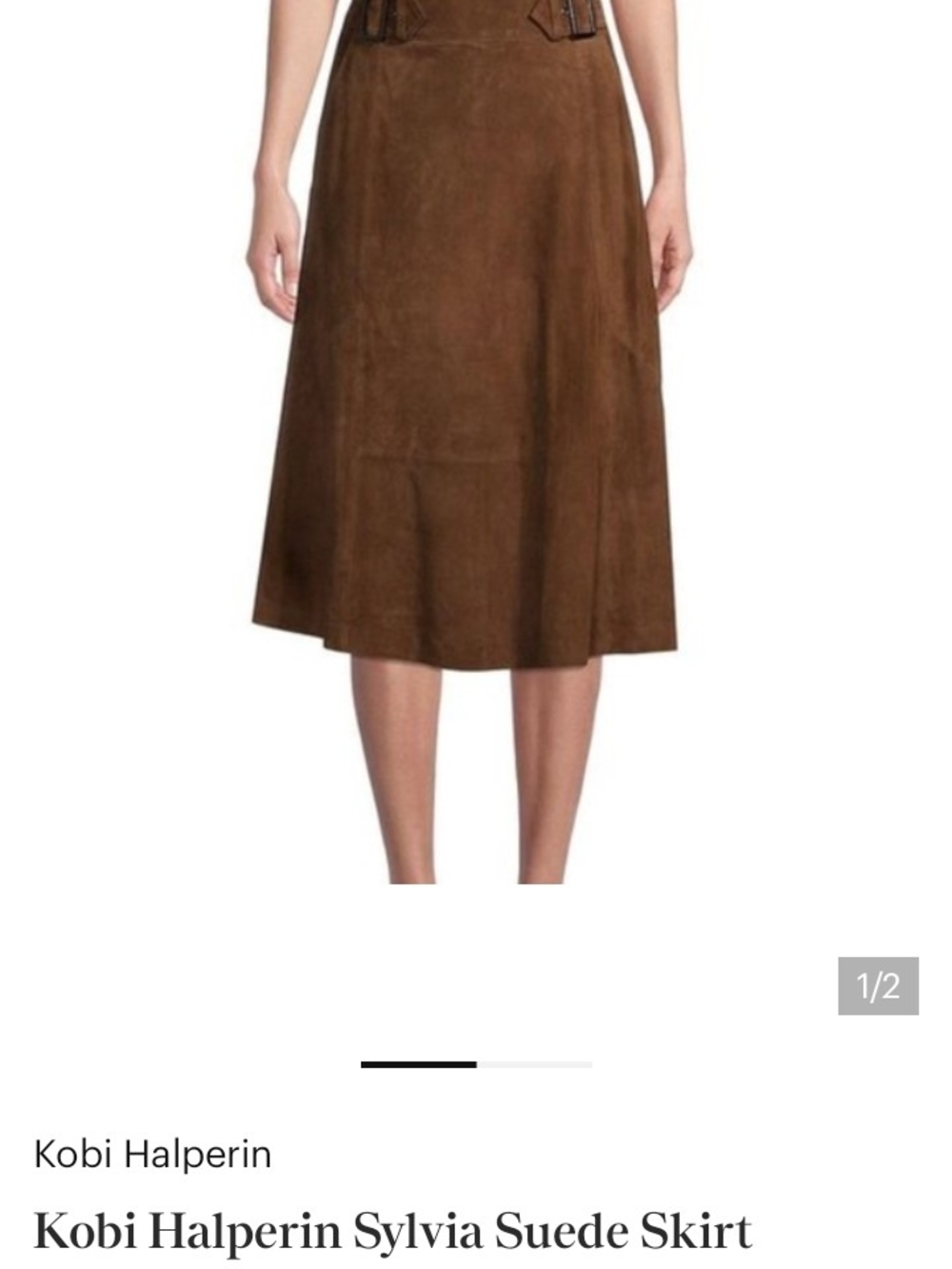 Kobi Halperin Sylvie Brown Suede Leather Skirt Size 10